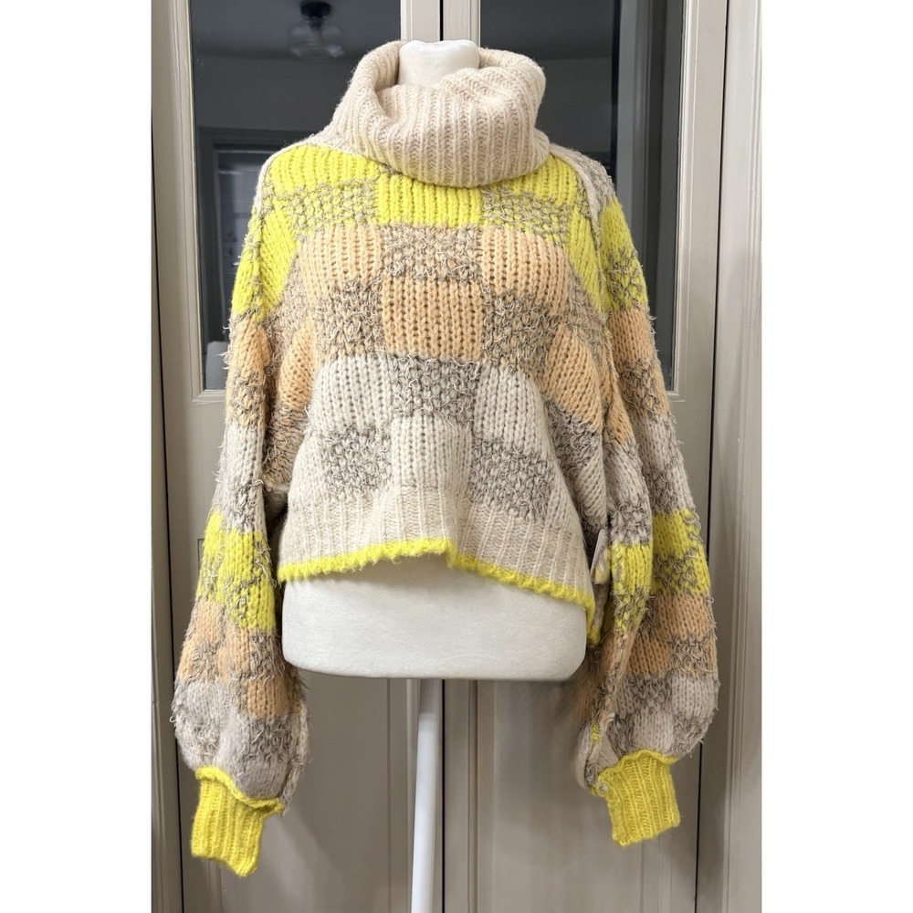 NWT Free People‎ Check Me Out Wool Turtleneck Sweater Size Small Oversized